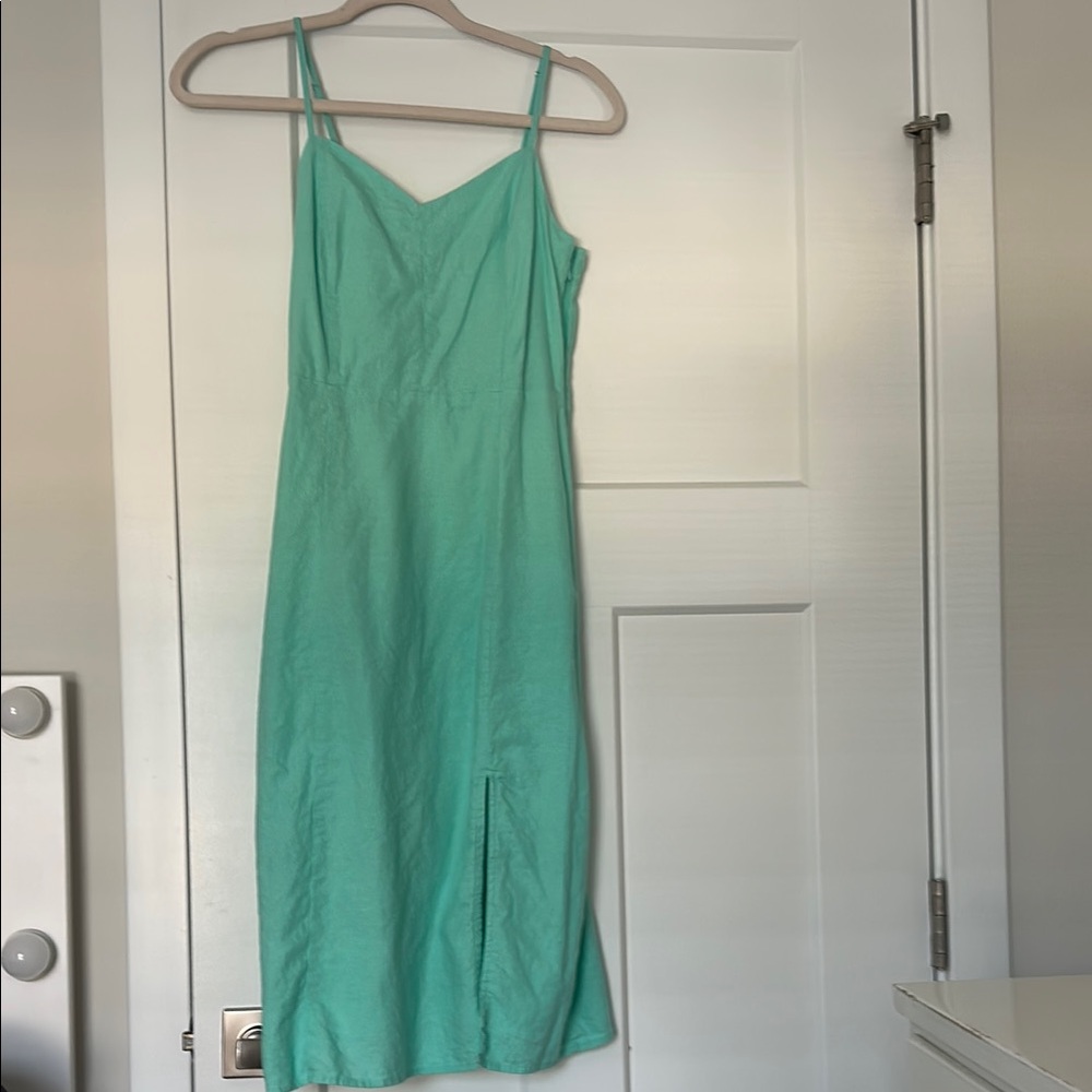 J. Crew Factory Green Slip Midi Dress Sleeveless Spaghetti Strap